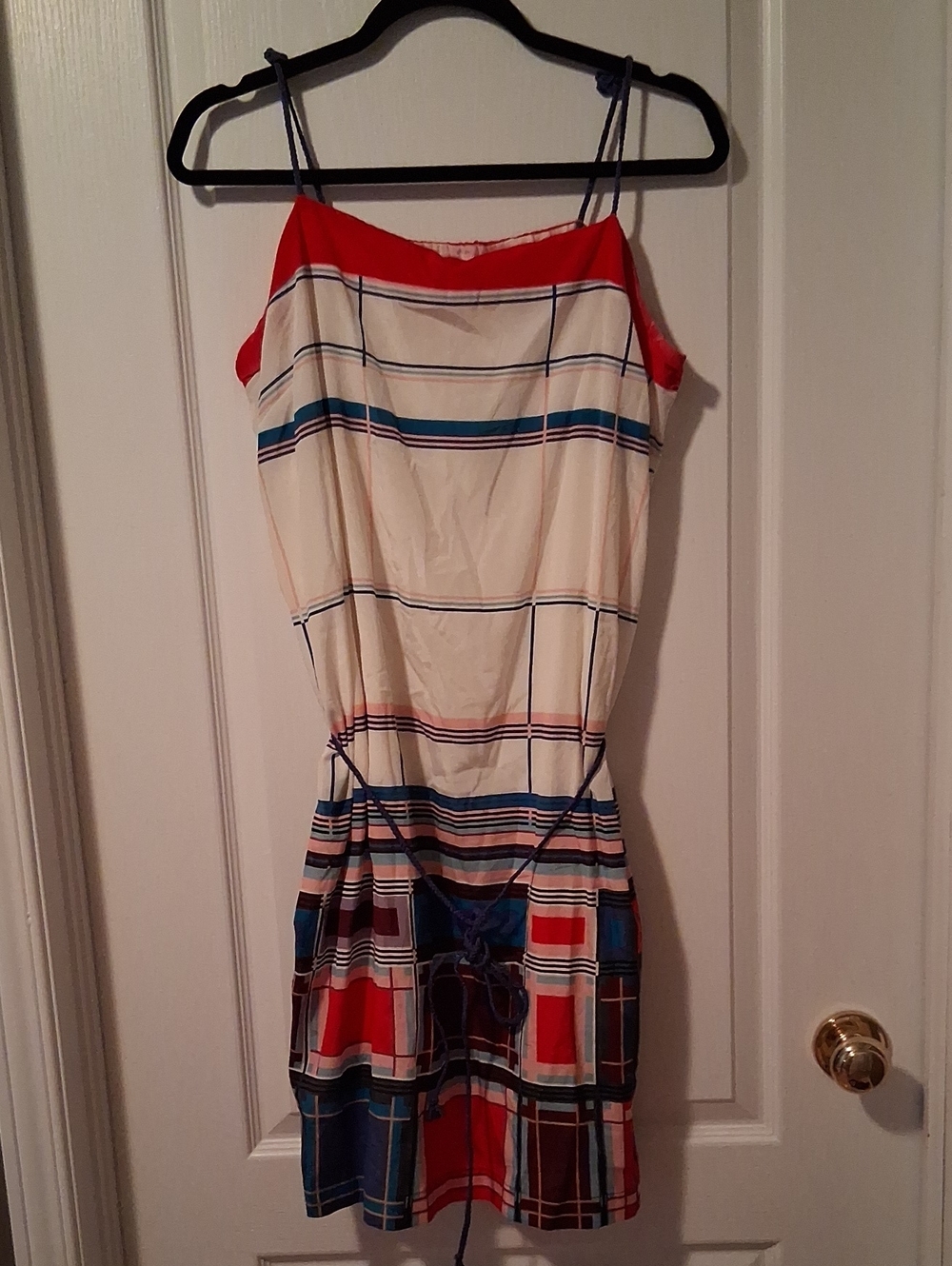 Striped Silk Spaghetti-Strap Mini Dress